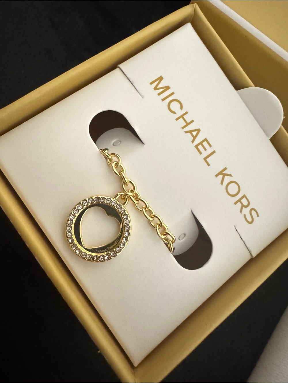 Michael Kors Gold Heart Charm Link Bracelet with Crystal Accents - Picture 6 of 8